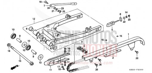 SWINGARM/CHAIN CASE CA125S de 1995